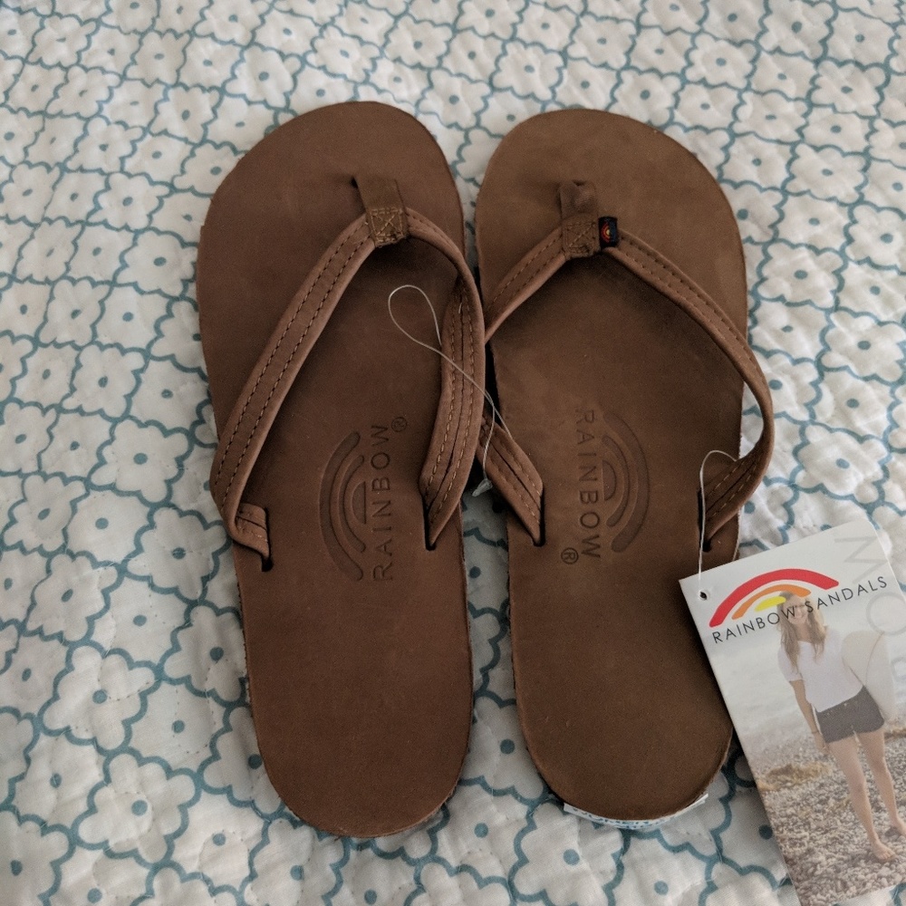 Rainbow flip flops
